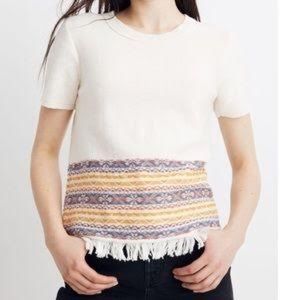 Madewell Cream Sweater with Multicolor Fringe